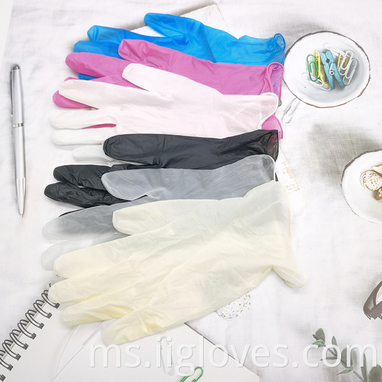 Sarung tangan sarung tangan vinil biru / jelas / hitam bebas sarung tangan pvc percuma pakai bubuk bersih sarung tangan vinil percuma